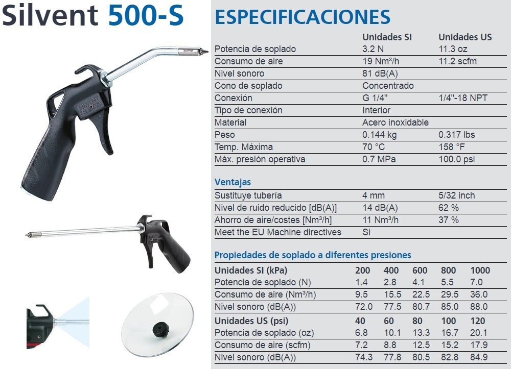 pistola de aire comprimido bajo ruido